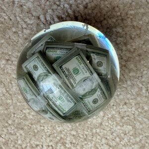 Clear Money Globe Paperweight